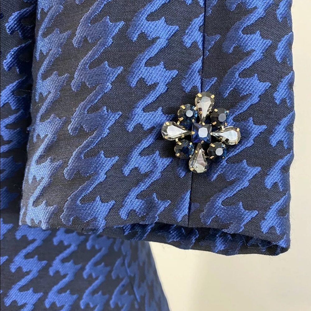 Luisa Spagnoli Womens Graffito Blue Dress Eur 42 US 6 Blue Black Drop Waist